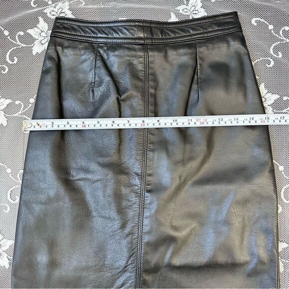 Vintage The Leather Ranch Genuine Leather Black Pencil Skirt Sz Small - Picture 11 of 12